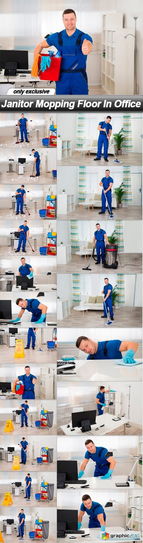 Janitor Mopping Floor In Office - 20 UHQ JPEG