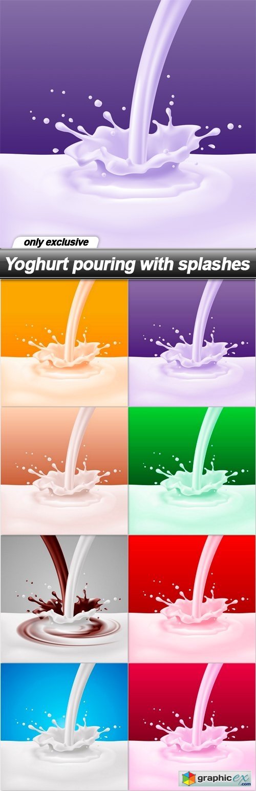 Yoghurt pouring with splashes - 8 EPS