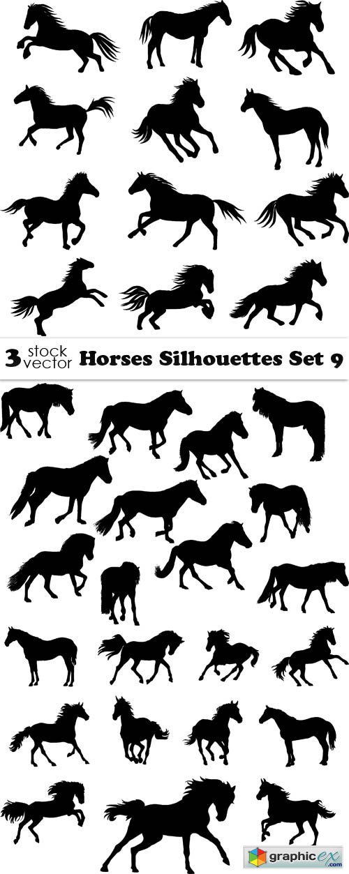 Horses Silhouettes Set 9