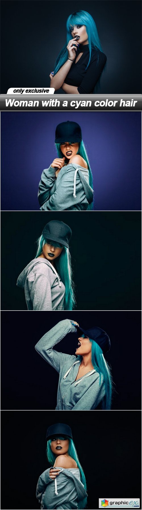 Woman with a cyan color hair - 5 UHQ JPEG