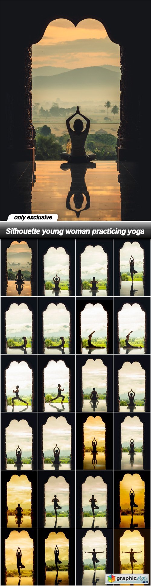 Silhouette young woman practicing yoga - 25 UHQ JPEG