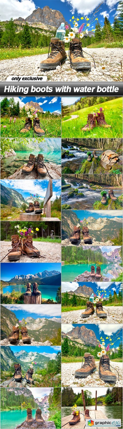 Hiking boots with water bottle - 16 UHQ JPEG