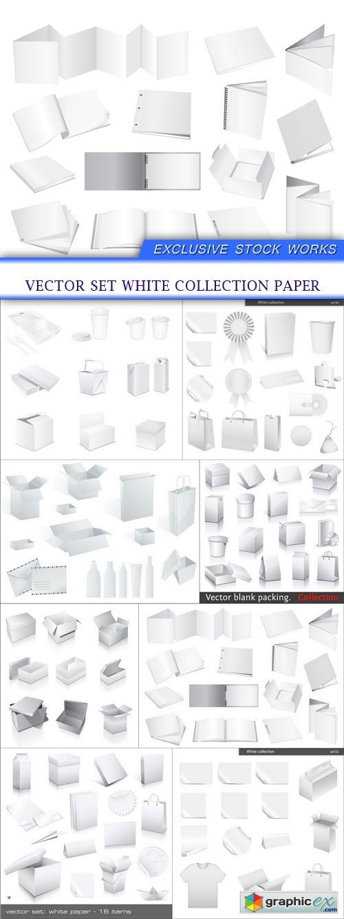 set white collection paper 8x EPS