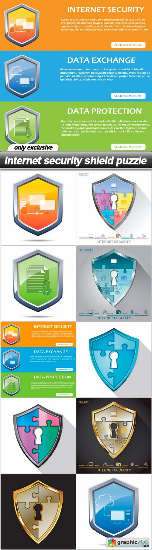 Internet security shield puzzle - 10 EPS
