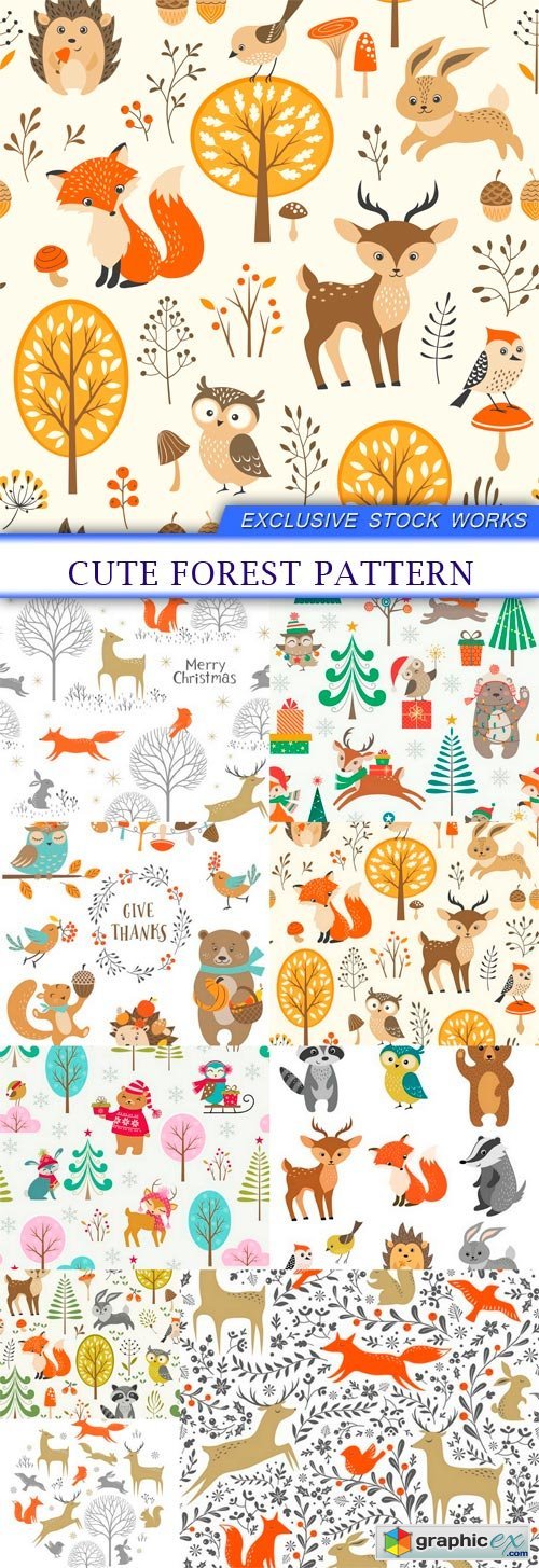 Cute forest pattern 9X EPS