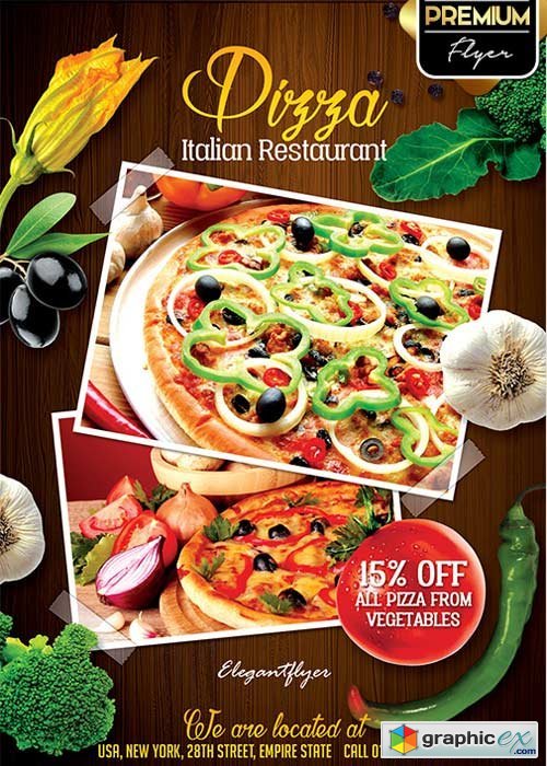 Restaurant Flyer V2 PSD Template + Facebook Cover