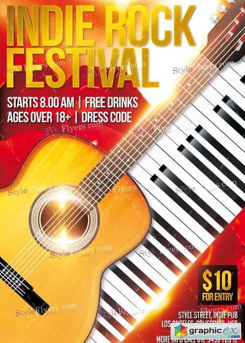 Indie Rock Fest PSD Flyer Template