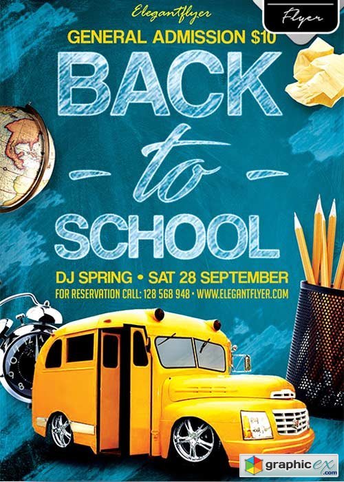 Back to School Party V7 Flyer PSD Template + Facebook Cover