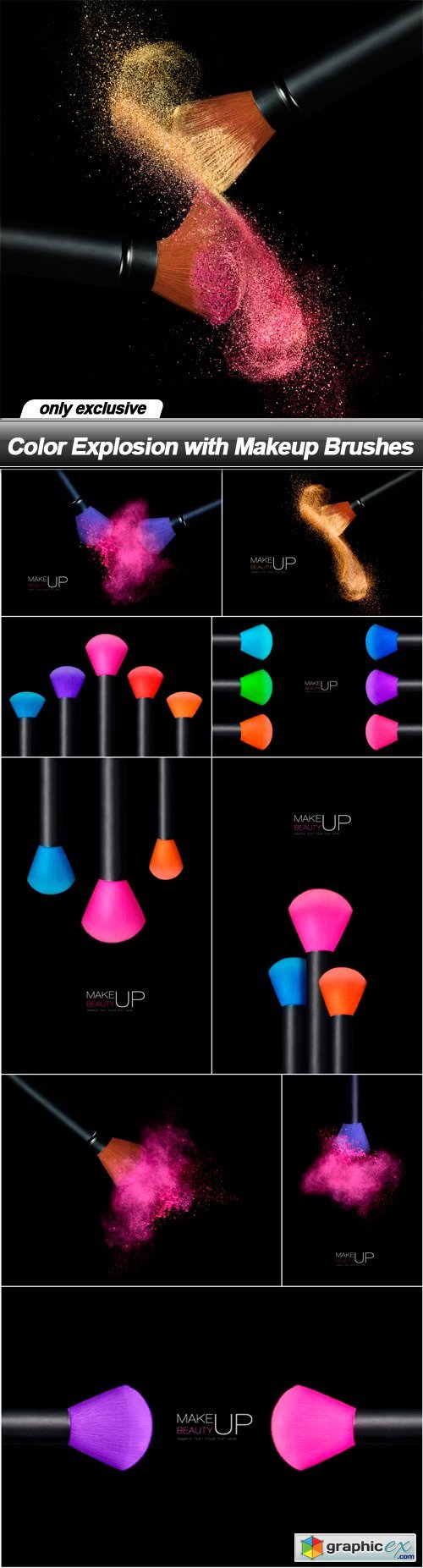 Color Explosion with Makeup Brushes - 10 UHQ JPEG