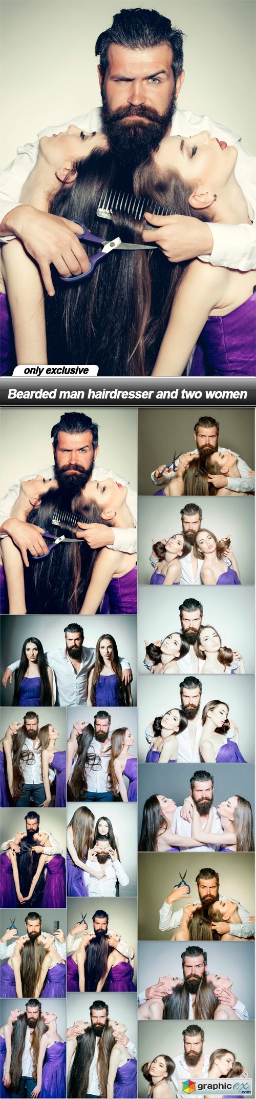 Bearded man hairdresser and two women - 18 UHQ JPEG