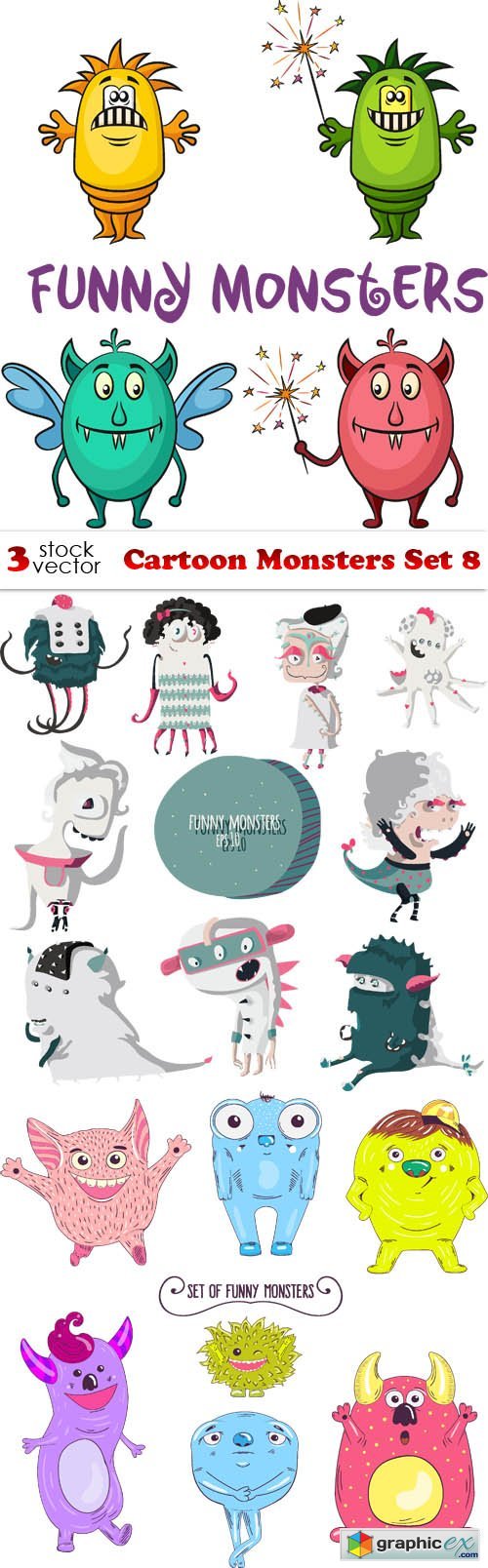 Cartoon Monsters Set 8