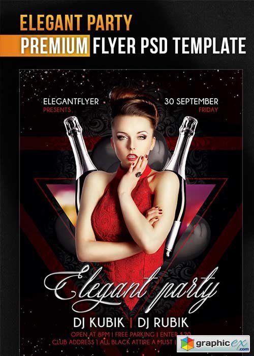 Elegant Party V9 Flyer PSD Template + Facebook Cover