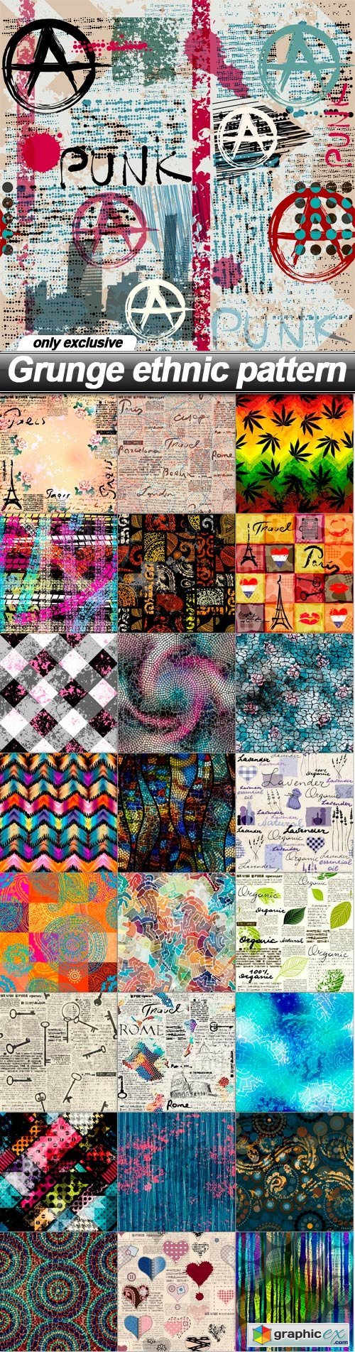 Grunge ethnic pattern - 25 EPS