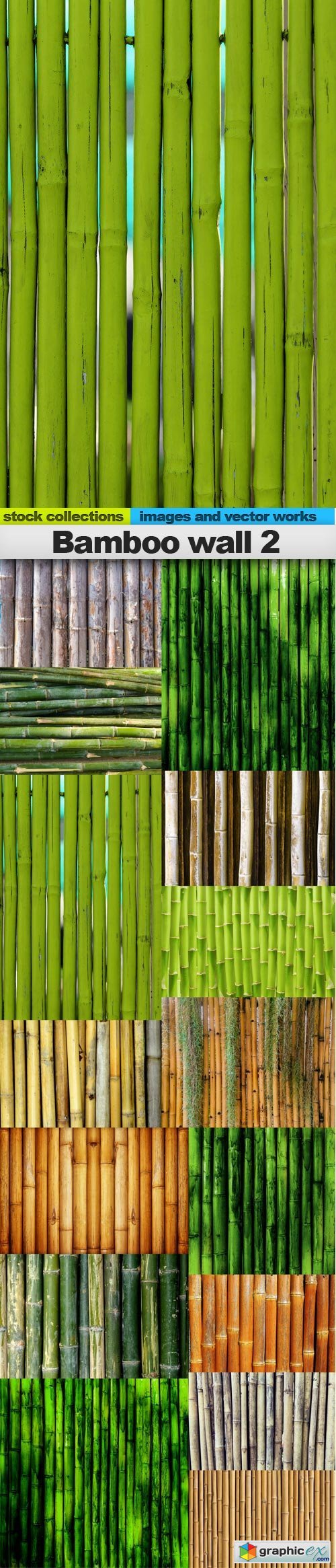 Bamboo wall 2, 15 x UHQ JPEG