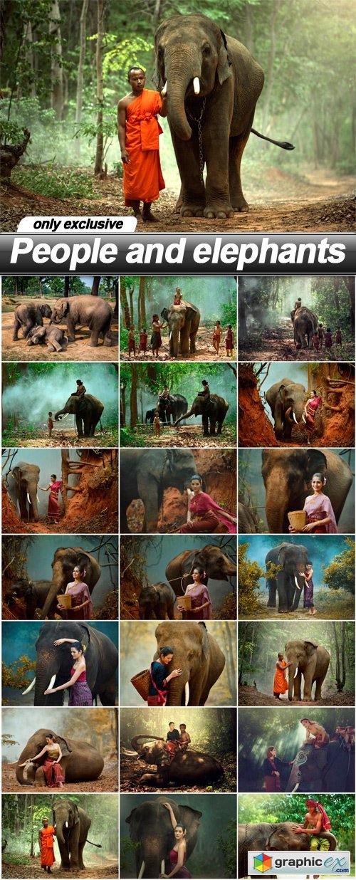 People and elephants - 21 UHQ JPEG