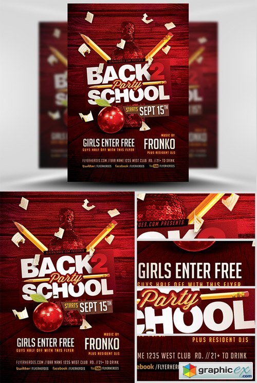 Back To School Party Flyer Template 7