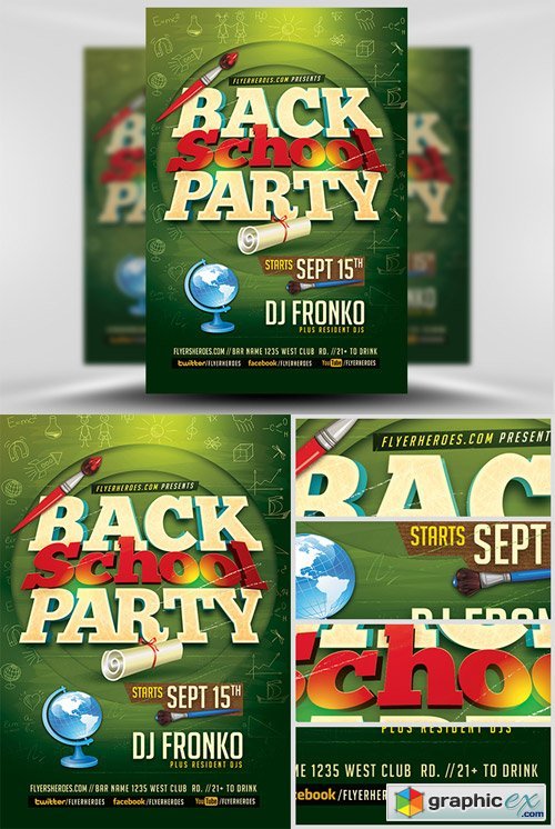 Back To School Party Flyer Template 5