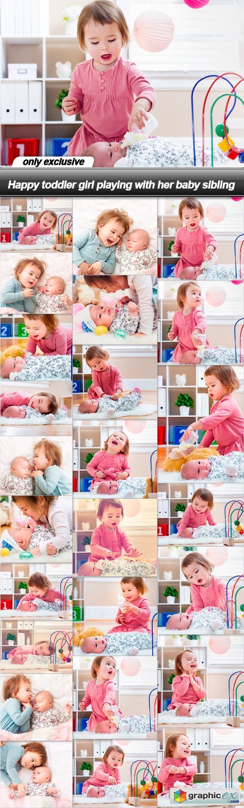 Happy toddler girl playing with her baby sibling - 25 UHQ JPEG
