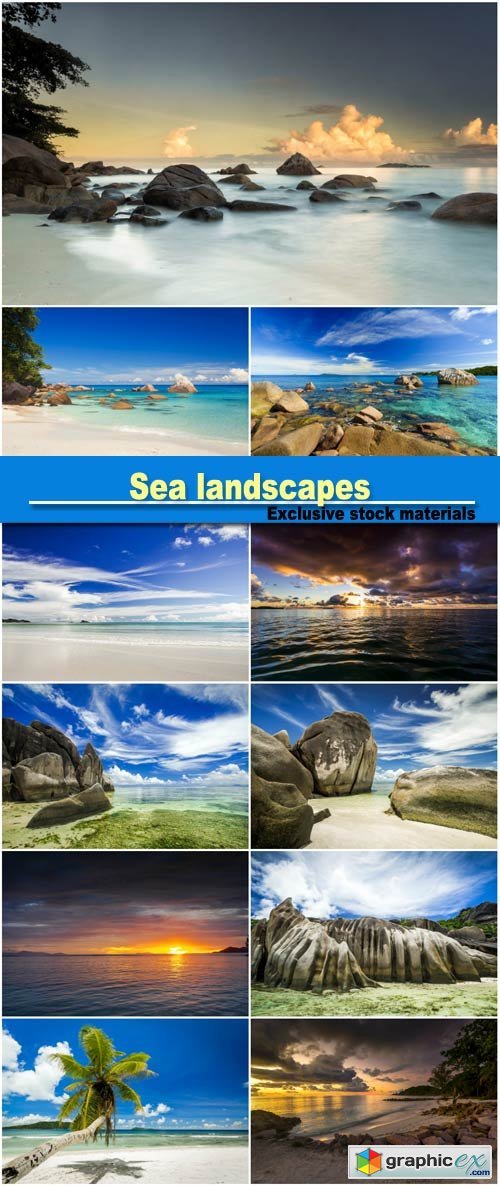Sea landscapes, beautiful beach in Seychelles