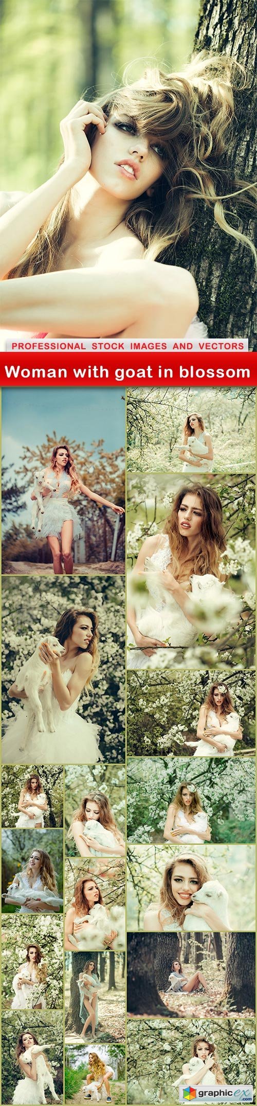 Woman with goat in blossom - 18 UHQ JPEG