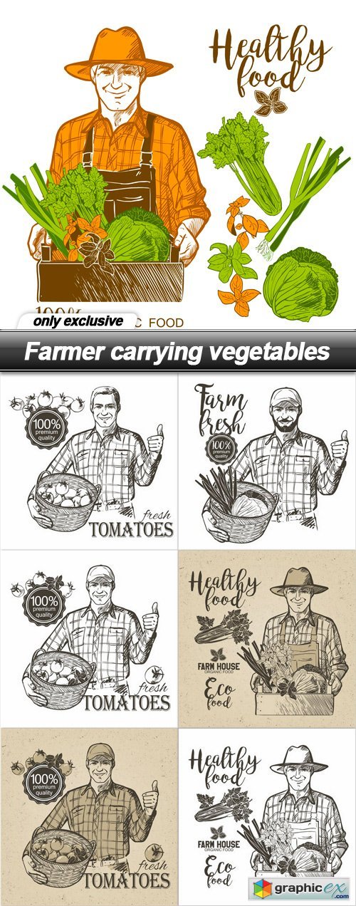 Farmer carrying vegetables - 7 EPS