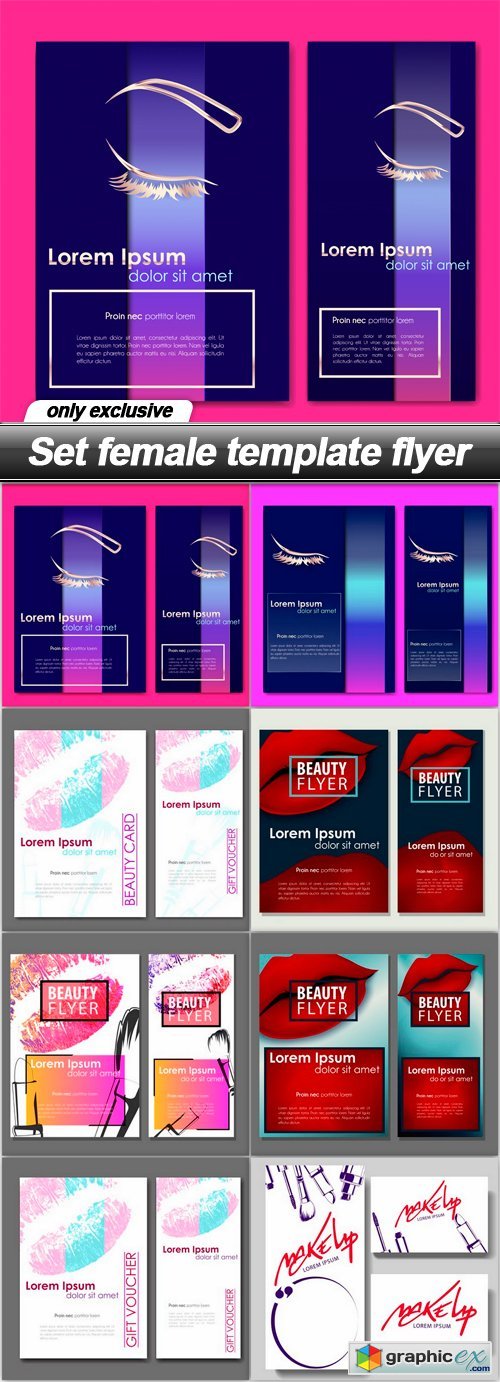 Set female template flyer - 8 EPS