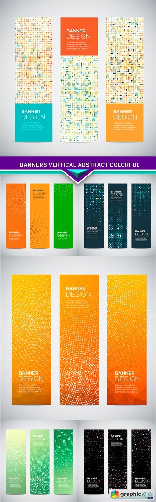 Banners vertical abstract colorful 6X EPS