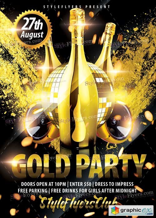 Gold Party V1 PSD Flyer Template