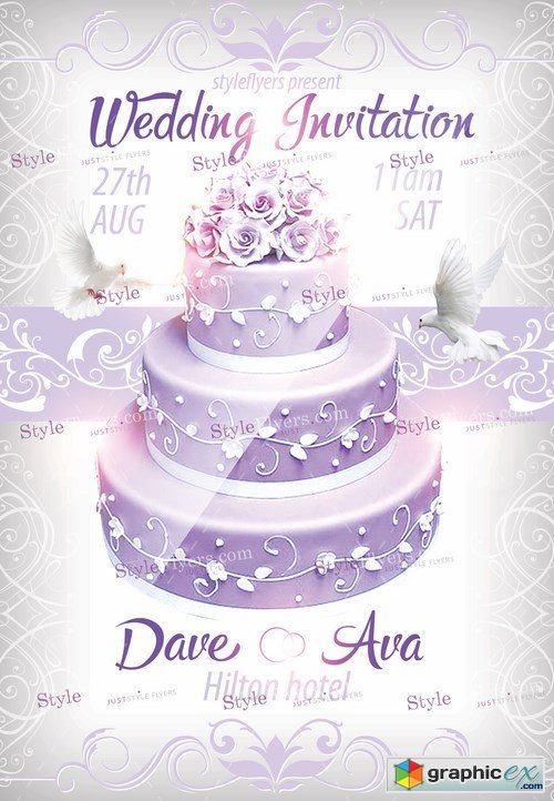 Wedding Invitatin PSD Flyer Template + Facebook Cover