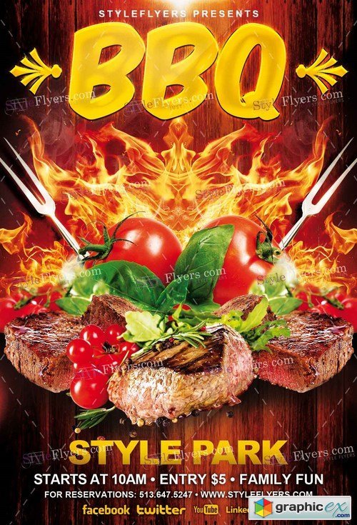BBQ PSD Flyer Template + Facebook Cover