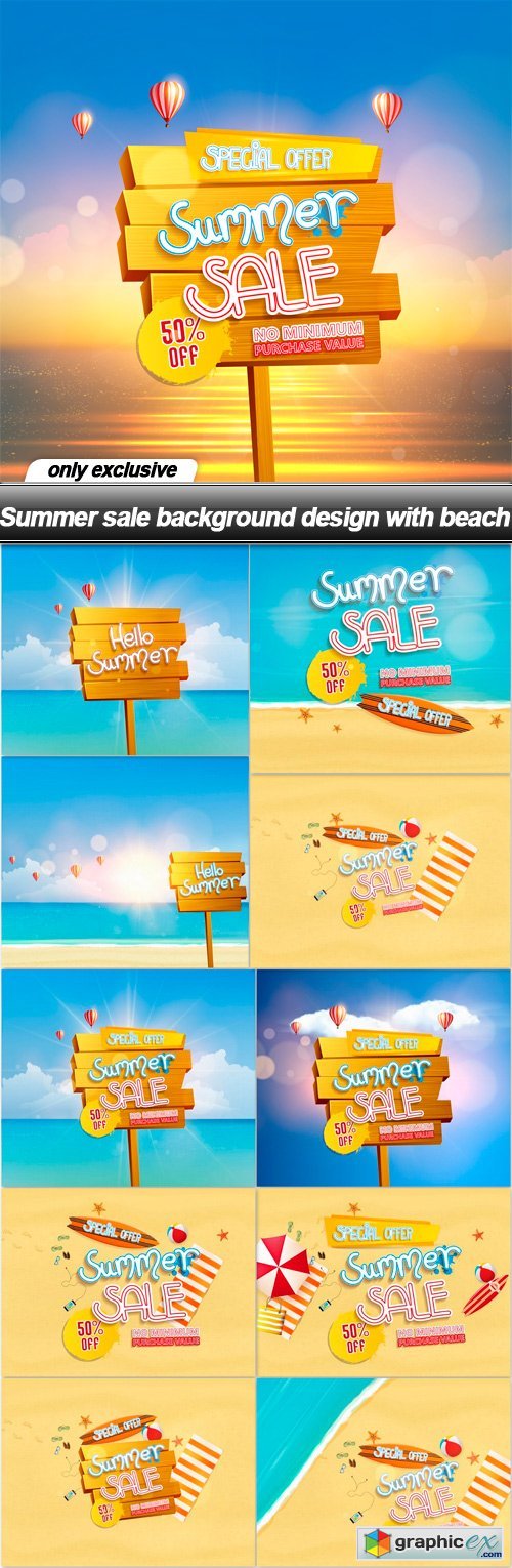 Summer sale background design with beach - 11 EPS