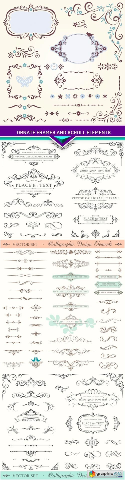 Ornate Frames and Scroll Elements 4X EPS