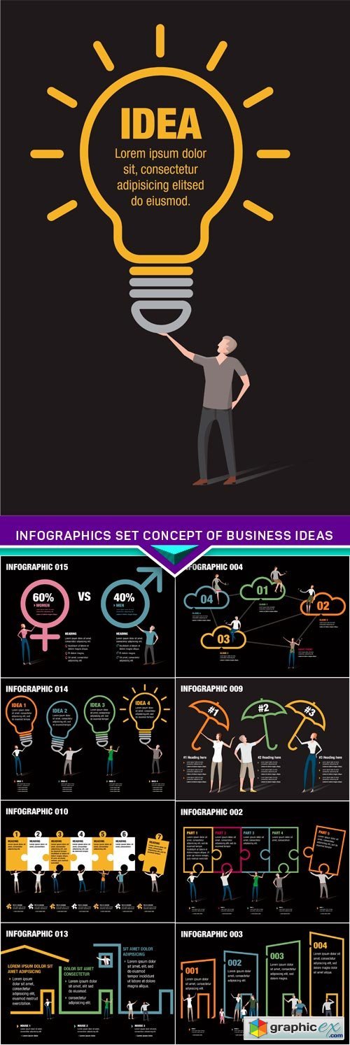 Infographics set concept of business ideas 9X EPS