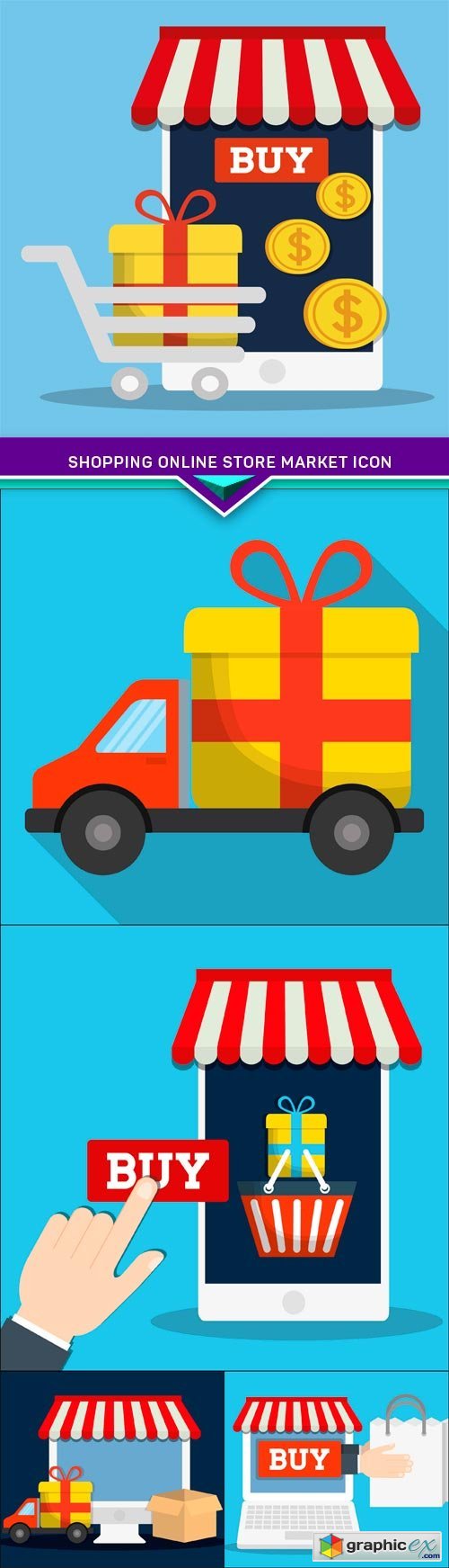 Shopping online store market icon 5X EPS