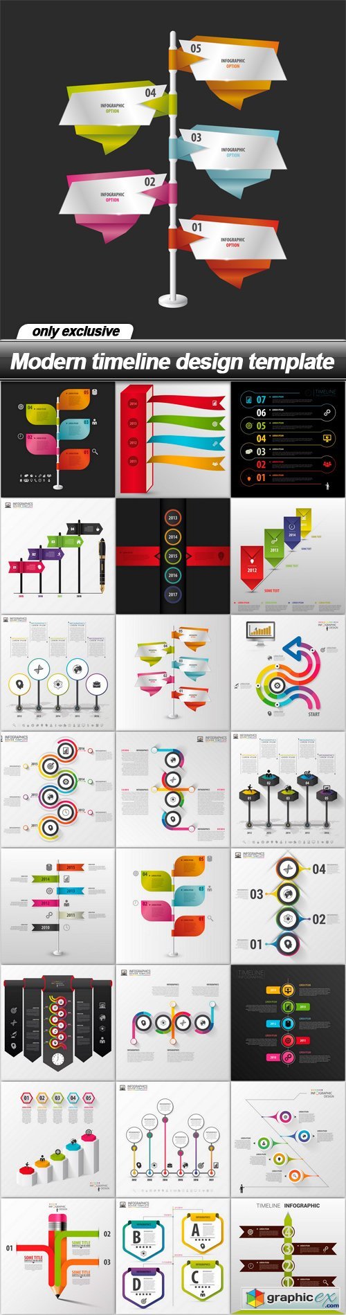 Modern timeline design template - 25 EPS
