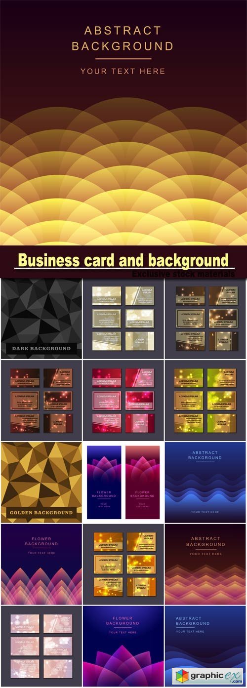 Business card collection, abstract geometric background