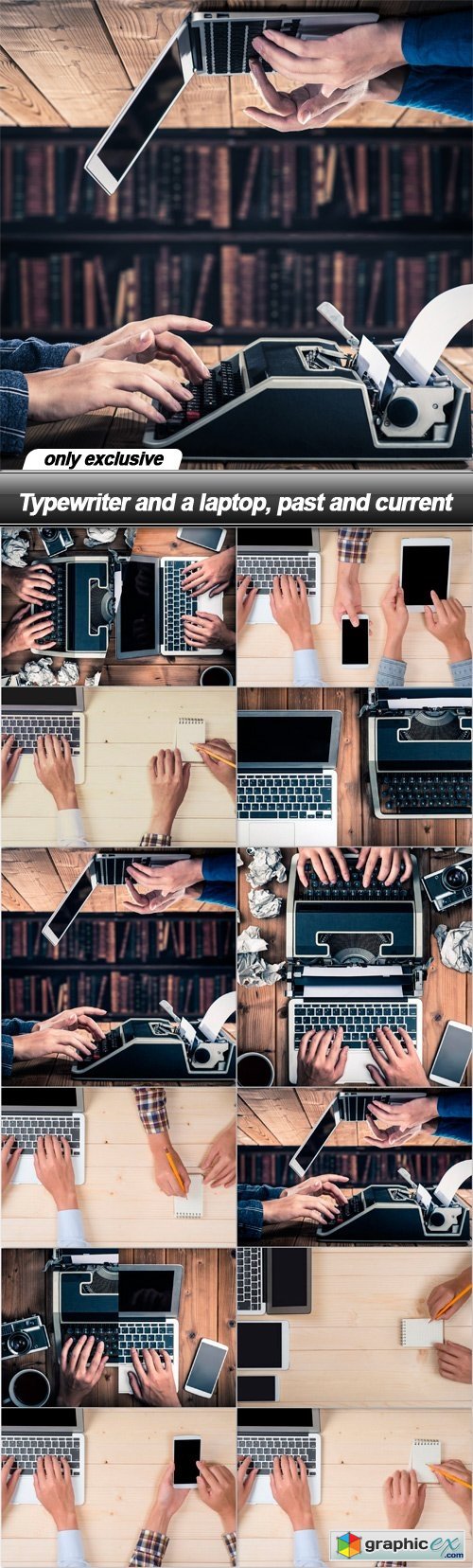 Typewriter and a laptop, past and current - 12 UHQ JPEG