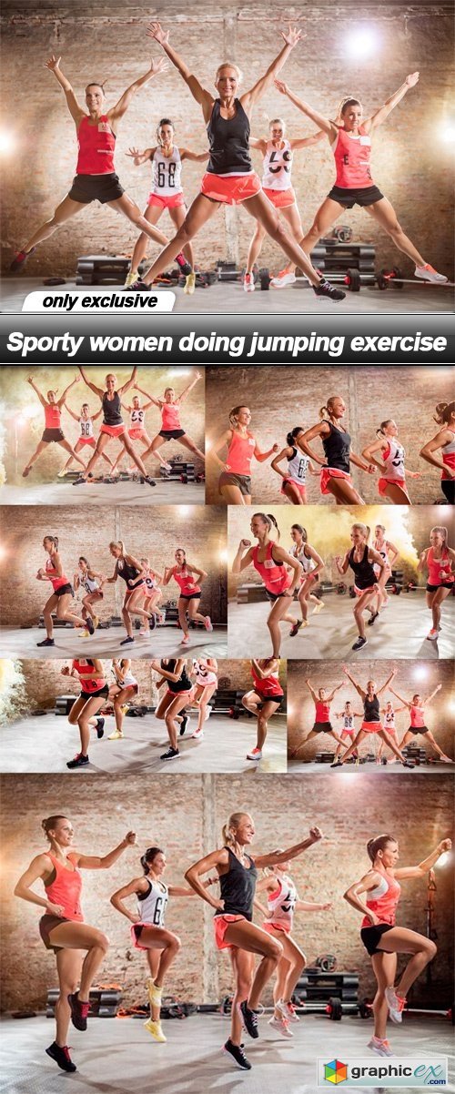 Sporty women doing jumping exercise - 7 UHQ JPEG