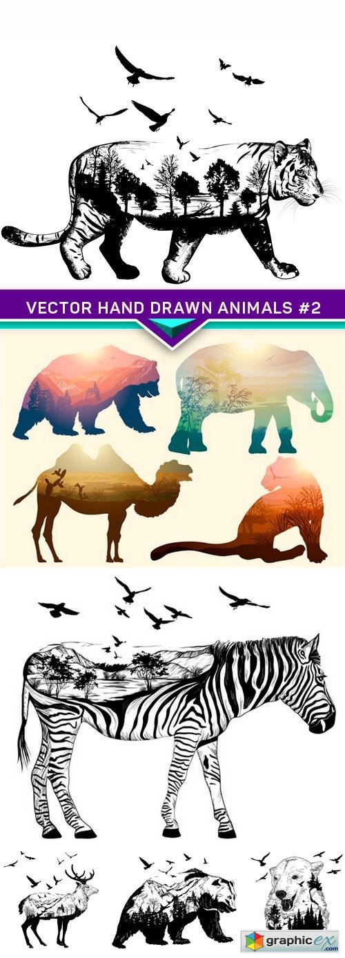 Hand drawn animals #2 6X EPS