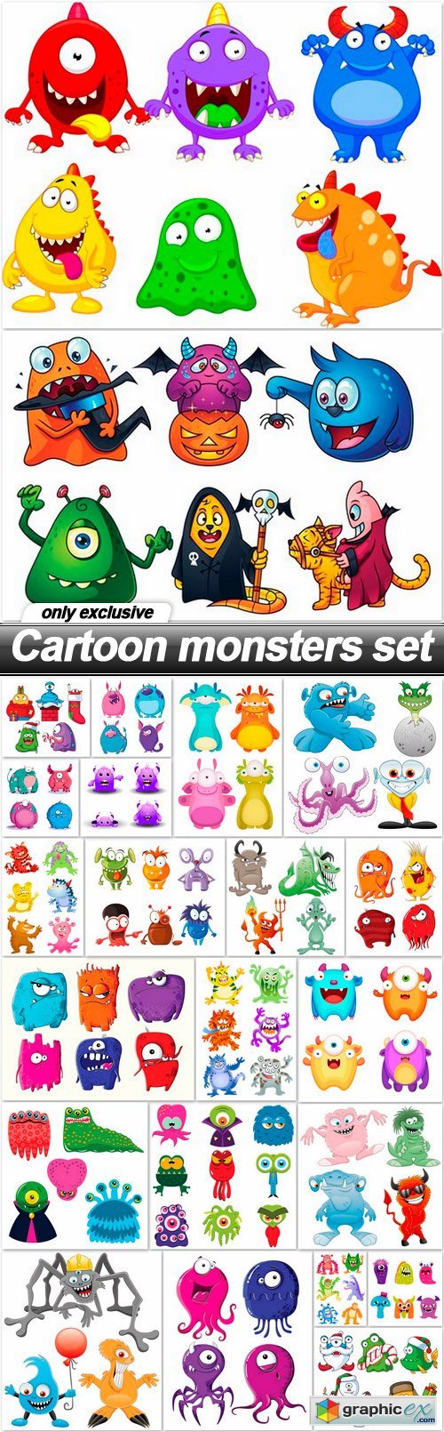 Cartoon monsters set - 23 EPS