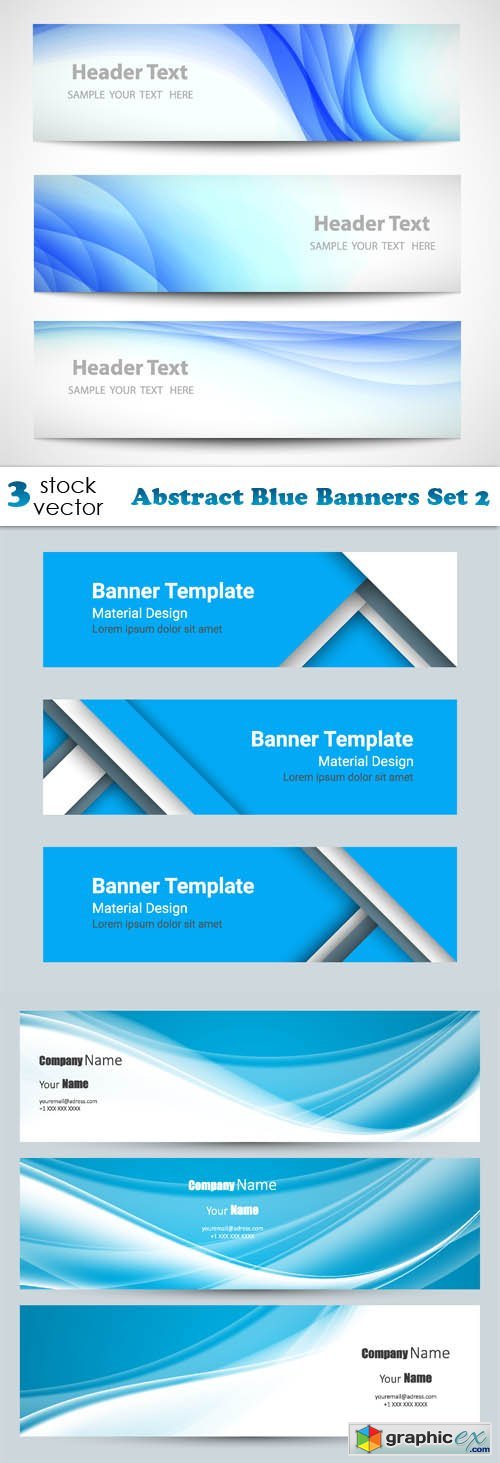 Abstract Blue Banners Set 2
