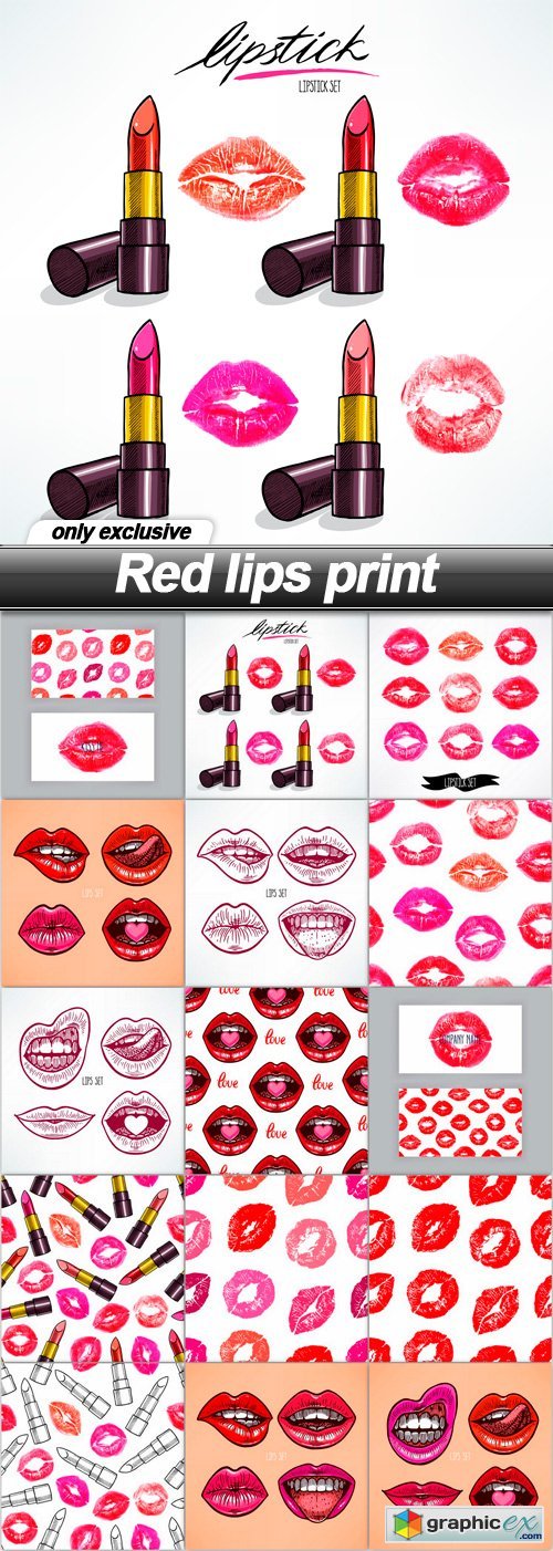 Red lips print - 16 EPS