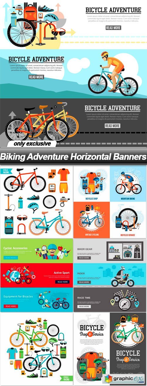 Biking Adventure Horizontal Banners - 7 EPS