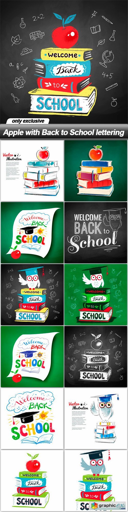 Apple with Back to School lettering - 13 EPS