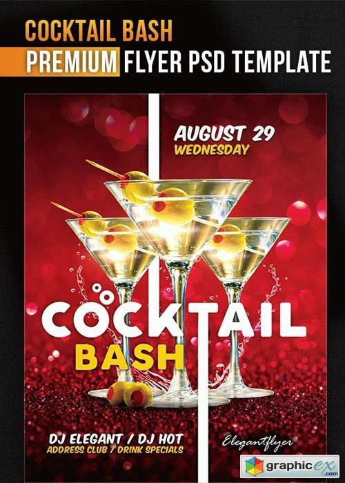 Cocktail Bash V7 Flyer PSD Template + Facebook Cover