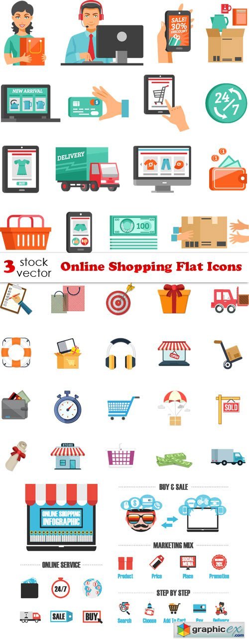 Online Shopping Flat Icons