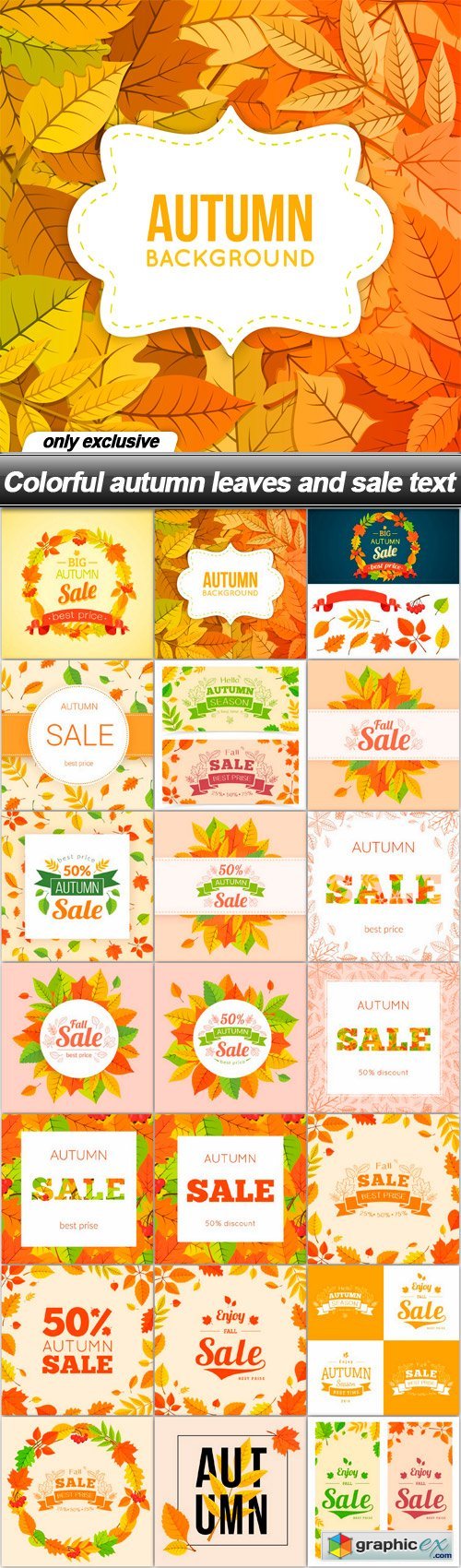 Colorful autumn leaves and sale text - 21 EPS