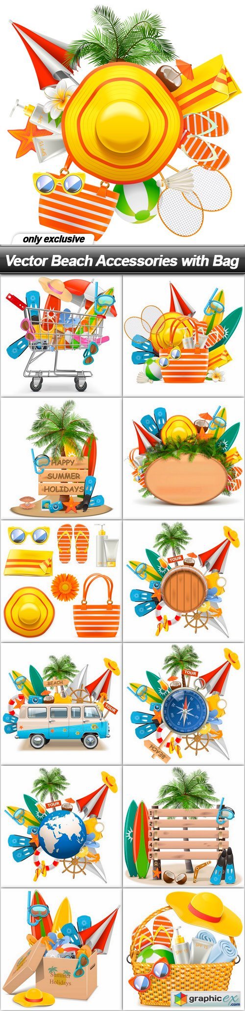 Beach Accessories with Bag - 13 EPS