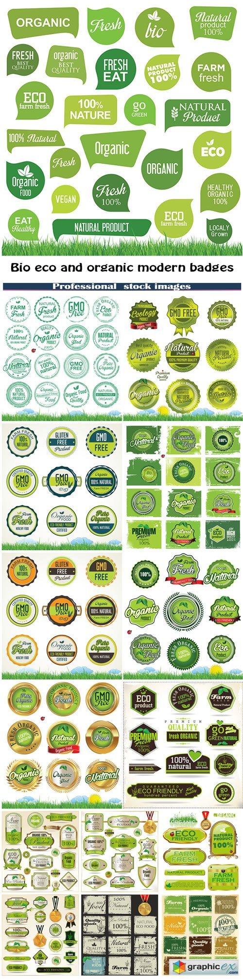 Bio eco and organic modern badges and labels collection