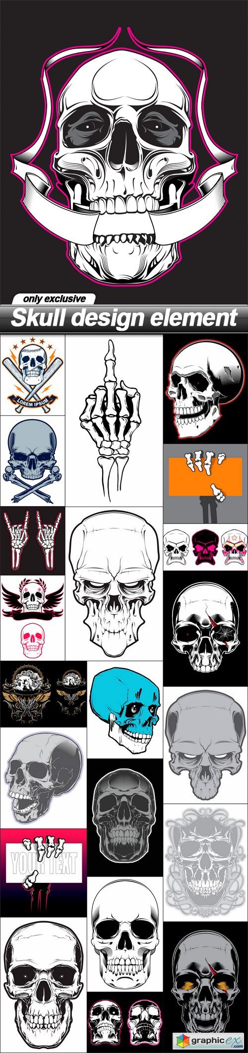 Skull design element - 22 EPS